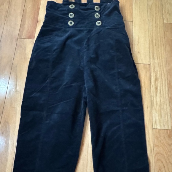 Anthropologie Buttoned Pinafore Corduroy Jumpsuit Black Size 4 - Picture 8 of 15